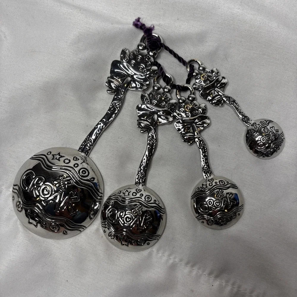 Ganz‎ Pewter Tone Frog Measuring Spoons Set Of 4 Heart & Croak Whimsical Silver